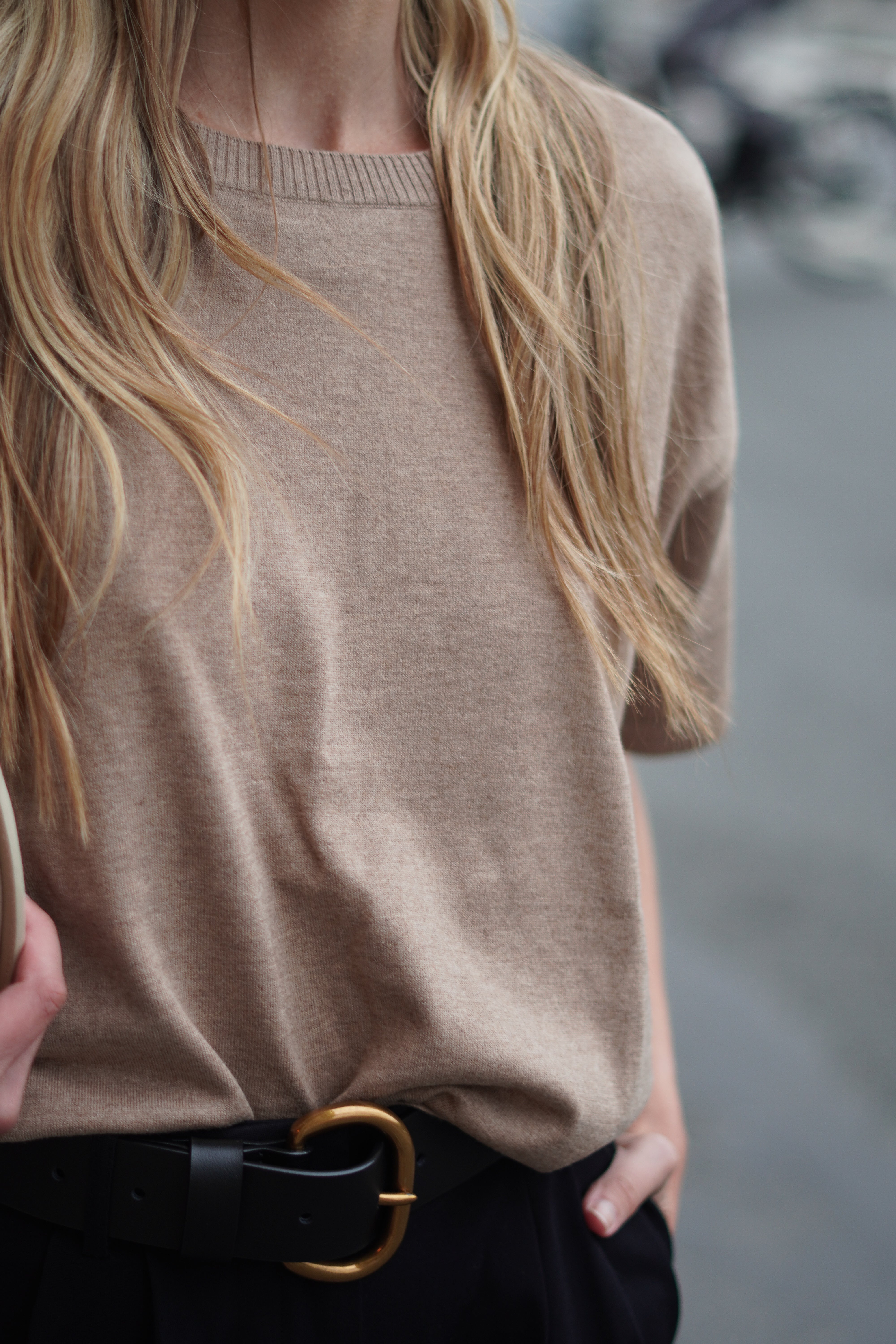 The Eloise Silk Cashmere Tee - Taupe