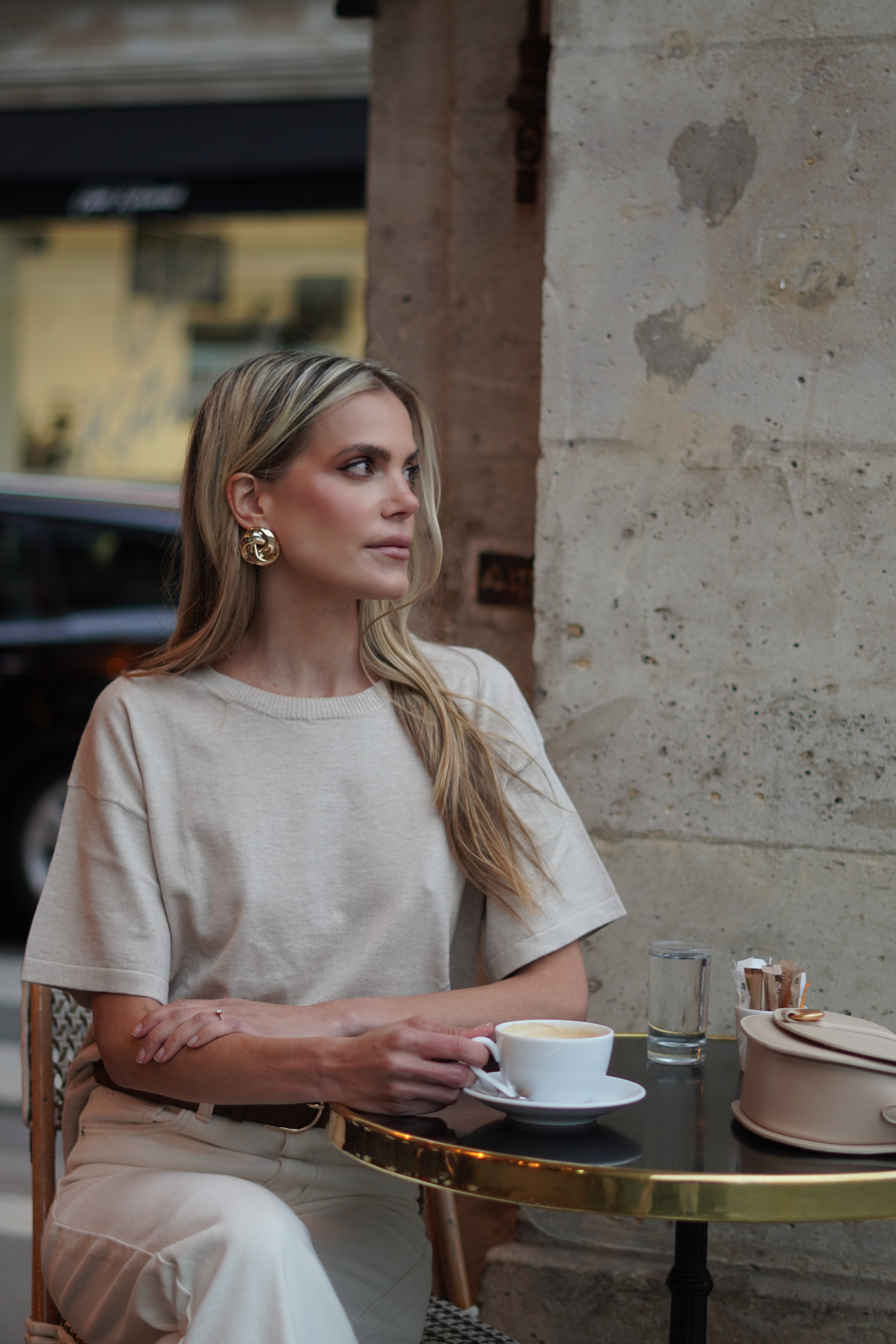 The Eloise Silk Cashmere Tee - Oatmeal
