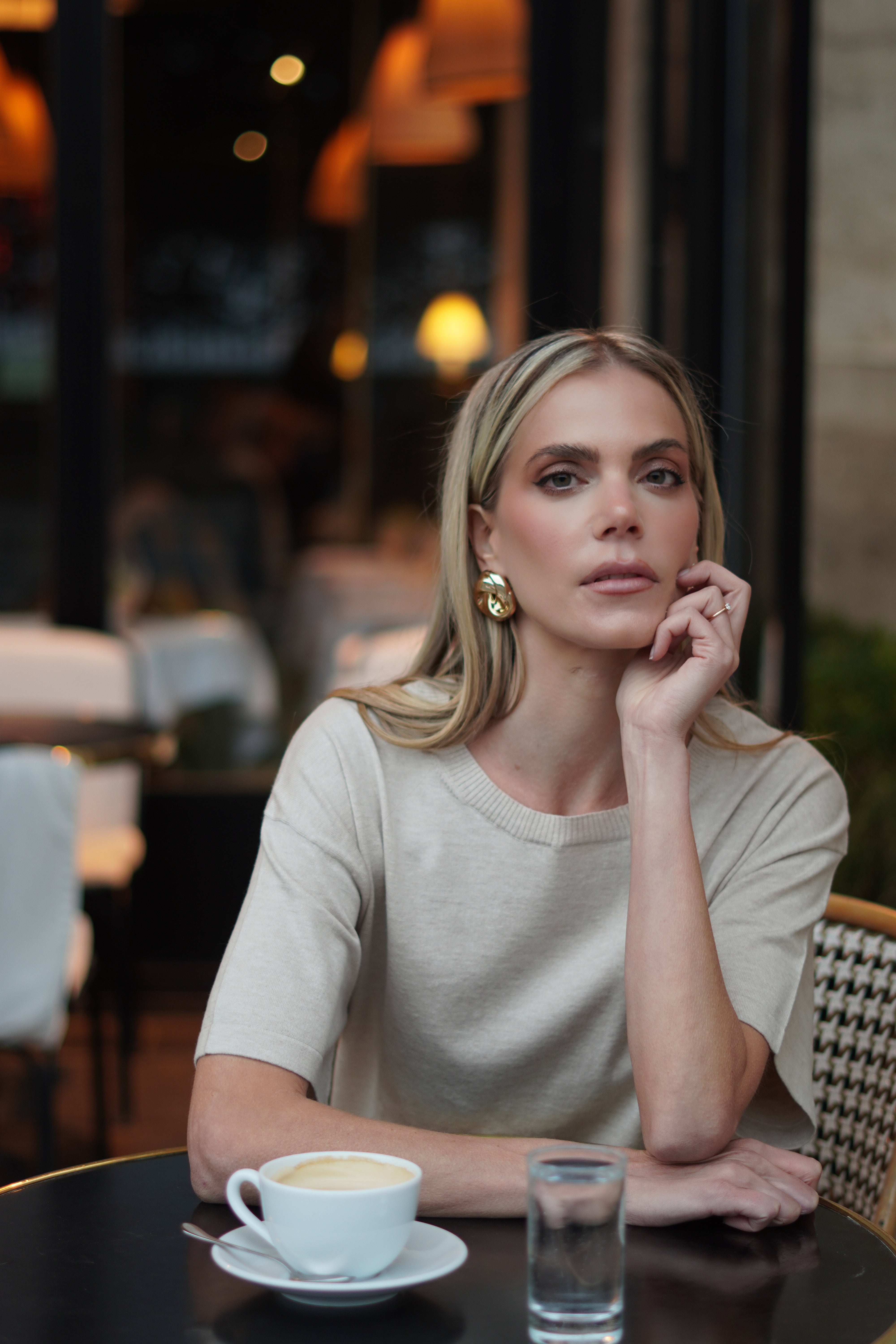 The Eloise Silk Cashmere Tee - Oatmeal