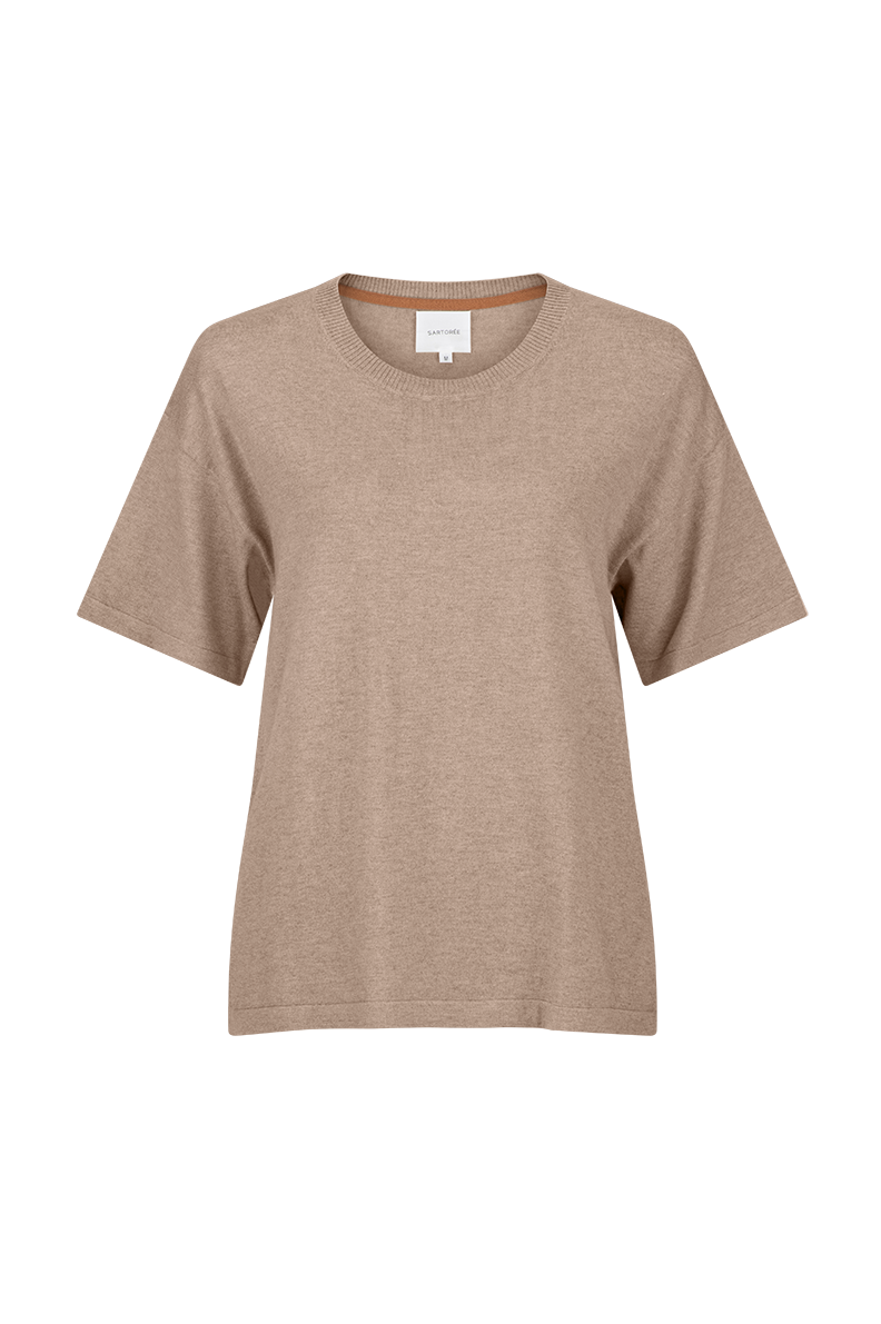 The Eloise Silk Cashmere Tee - Taupe