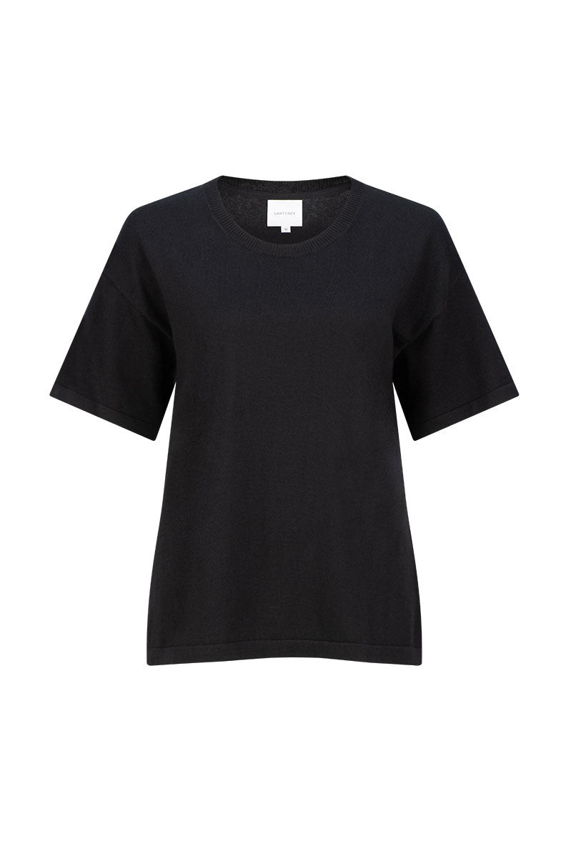The Eloise Silk Cashmere Tee - Black