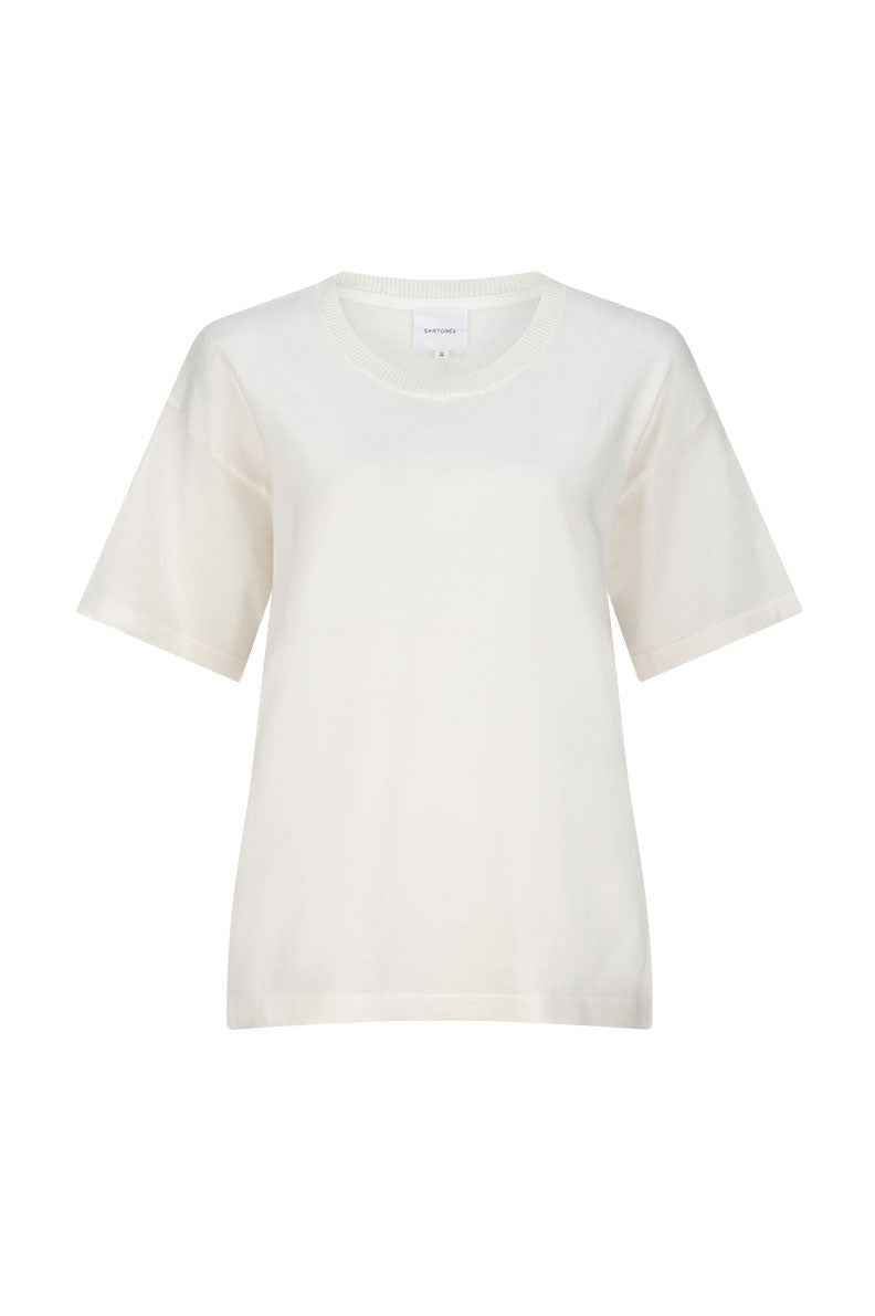The Eloise Silk Cashmere Tee - Craie
