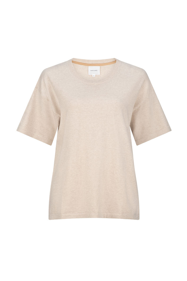 The Eloise Silk Cashmere Tee - Oatmeal